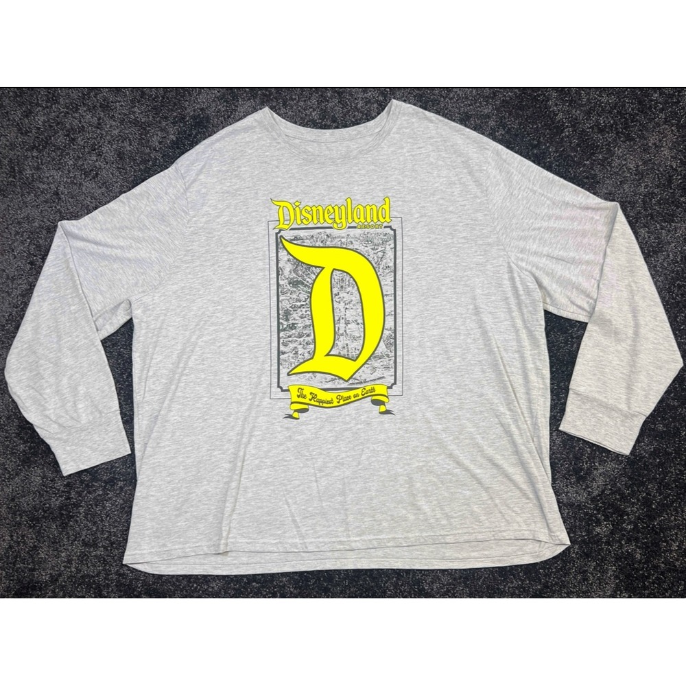 Men's‎ Disneyland Resort "Happiest Place" Gray Long Sleeve Shirt 3XL